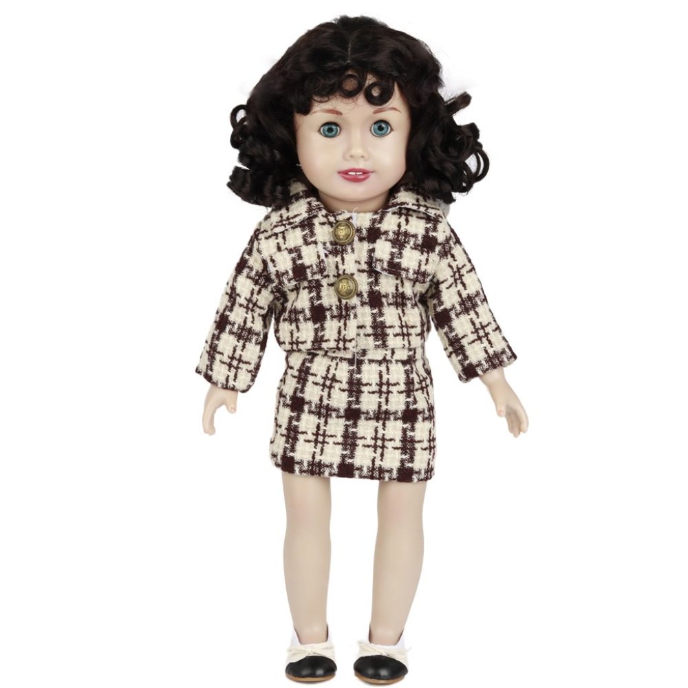 Brown/White Knit Suit & Shoes fits 18inch Doll
